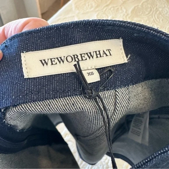 NWT 99% cotton WeWoreWhat denim mini skirt dark wash classic cut women's XS - Picture 6 of 11